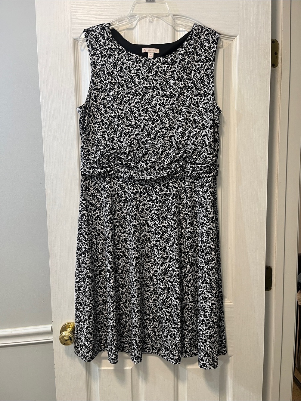 Christopher & Banks Black and White Sleeveless Fit-and-Flare Dress